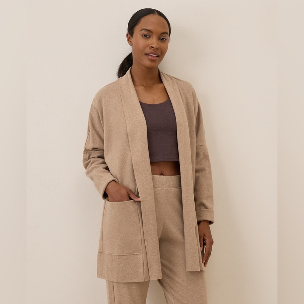 Pact 100% Organic Cotton Airplane Wrap Cardigan in Sesame Heather
